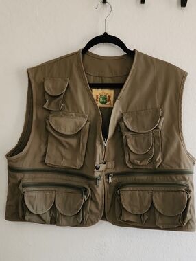 Vintage Ideal Fishing Vest XL 46 48 Safari Tactical Utility Pocket Olive Green